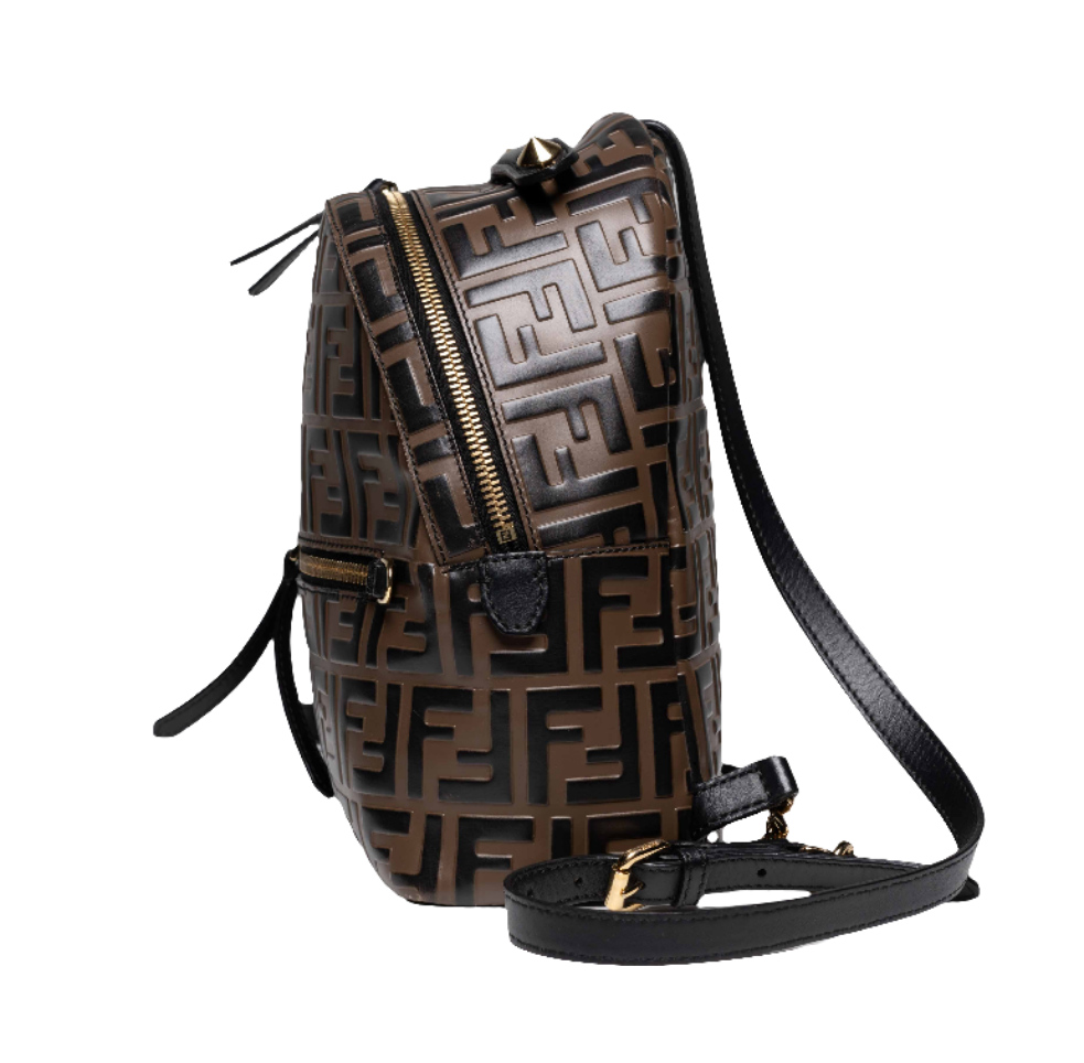 Fendi Brown Leather Mini "FF" Monogram Backpack