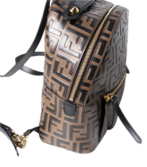 Fendi Brown Leather Mini "FF" Monogram Backpack