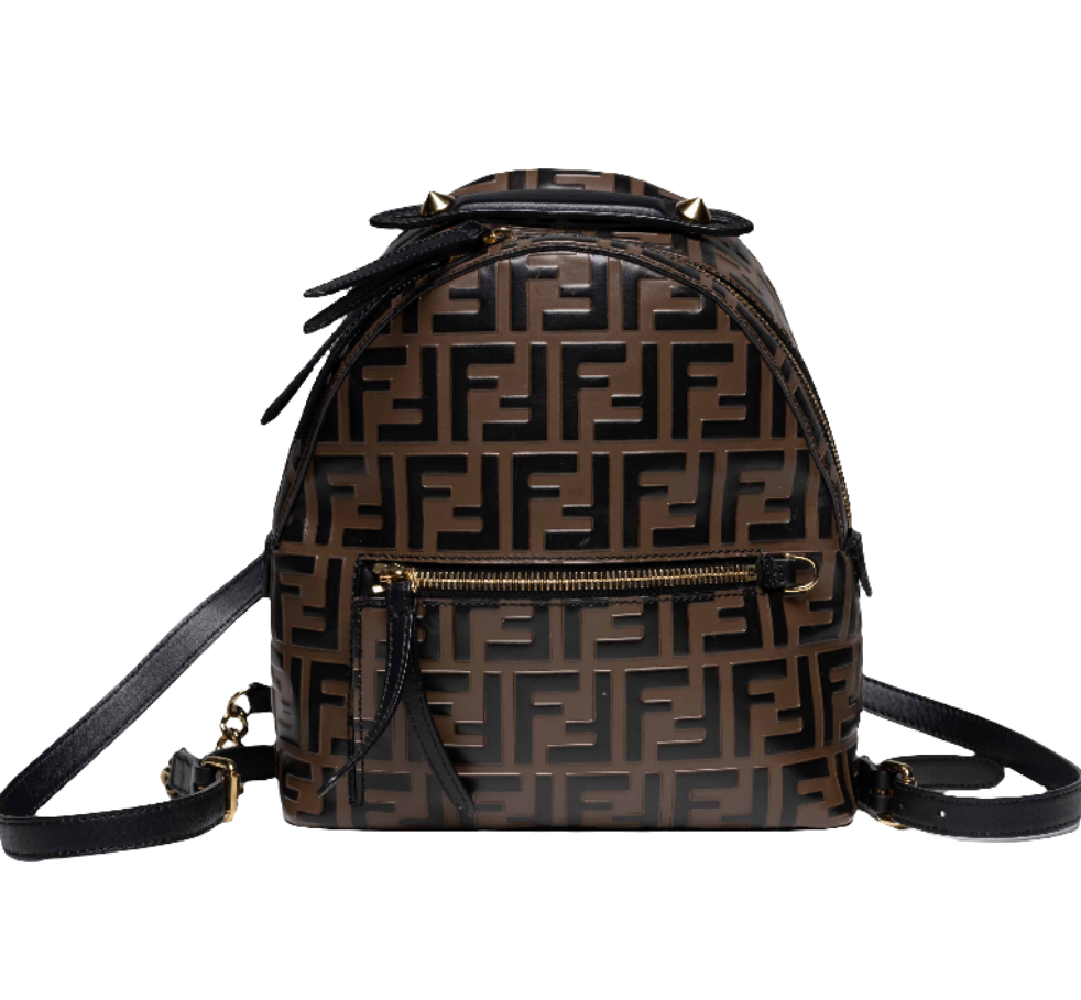 Fendi monogram brown leather backpack