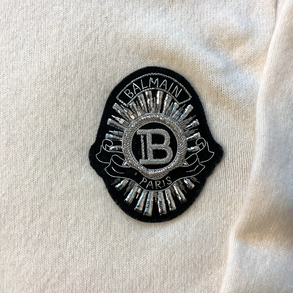 Men's Balmain Paris Oversized Ivory Cashmere Sweater, FR L