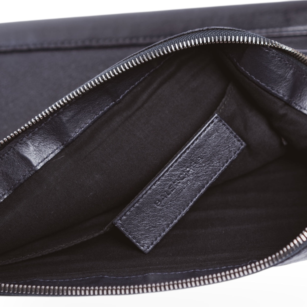 Balenciaga Unisex-Clutch aus Leder, Schwarz