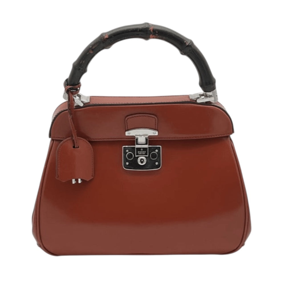 Authentic, Pre-owned Gucci Bamboo Top-handle Lady Lock Bag
