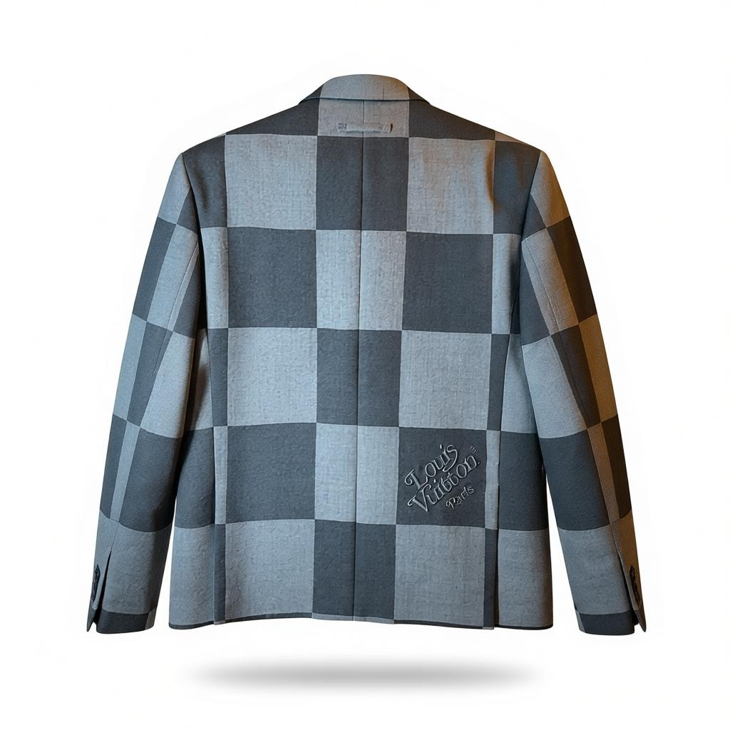 Louis Vuitton X Abloh X Nigo Damier Print Wool Blazer, FR 50