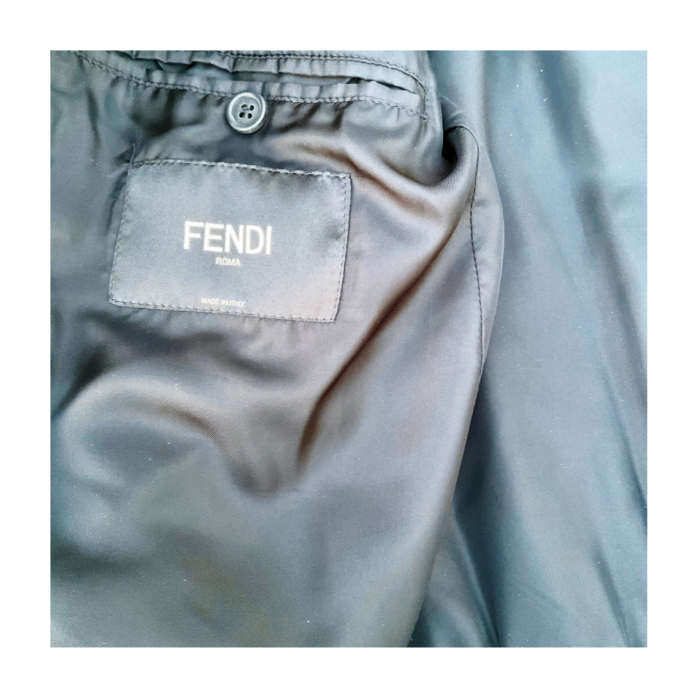 Fendi Men's Wool Bomber Coat with Shearling Logo Collar IT Size 52