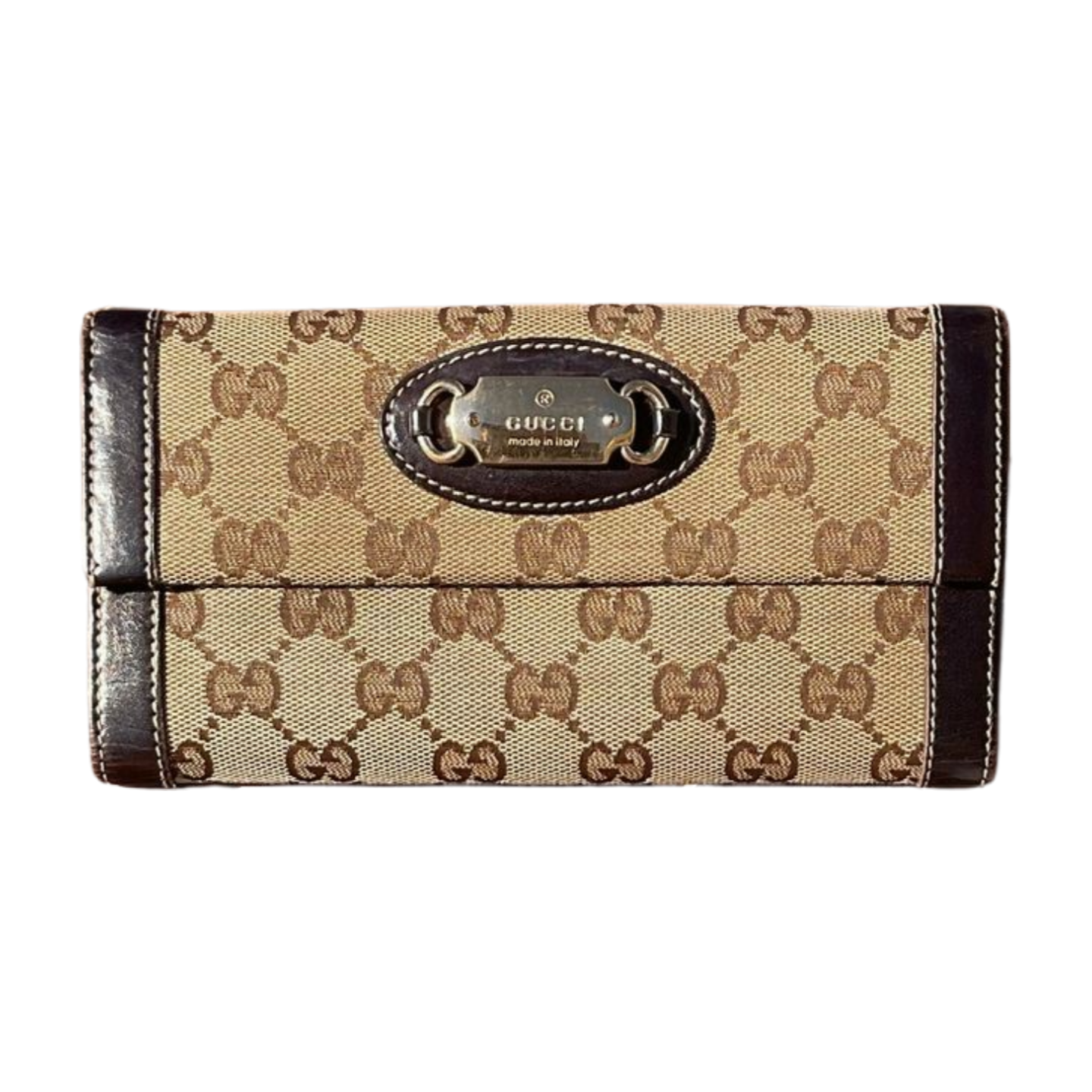 Cartera larga con monograma de Gucci, marrón