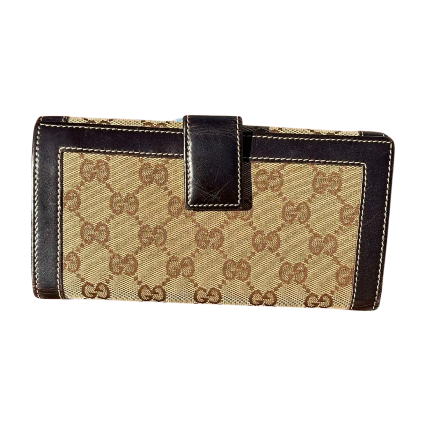 Cartera larga con monograma de Gucci, marrón