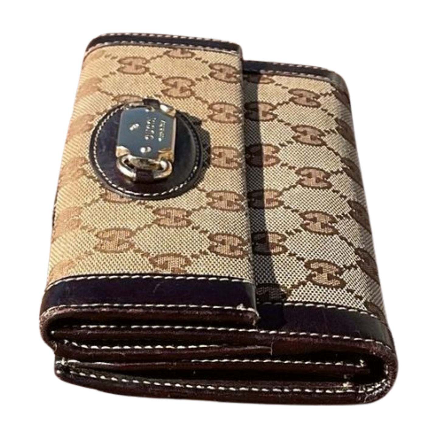 Cartera larga con monograma de Gucci, marrón