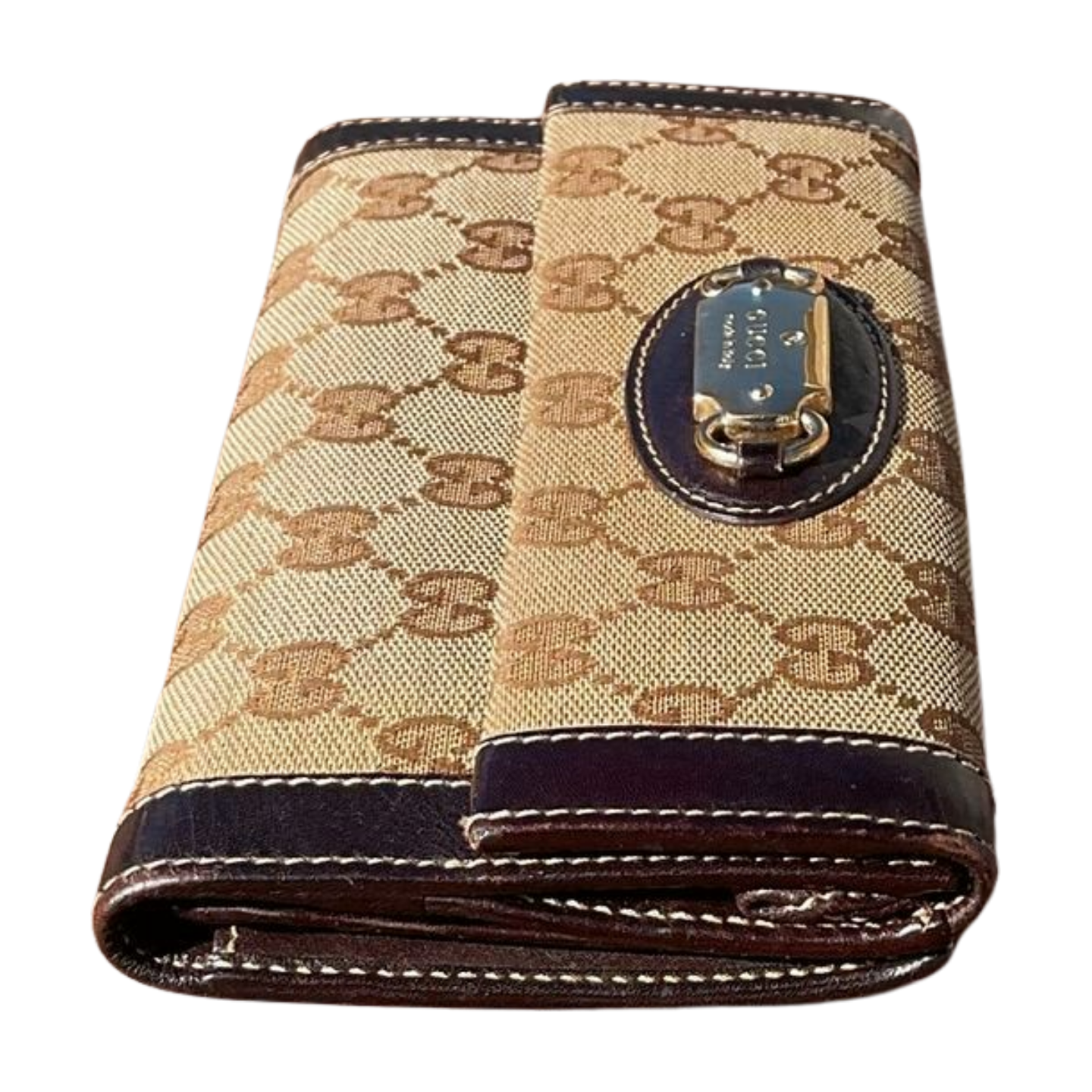 Cartera larga con monograma de Gucci, marrón