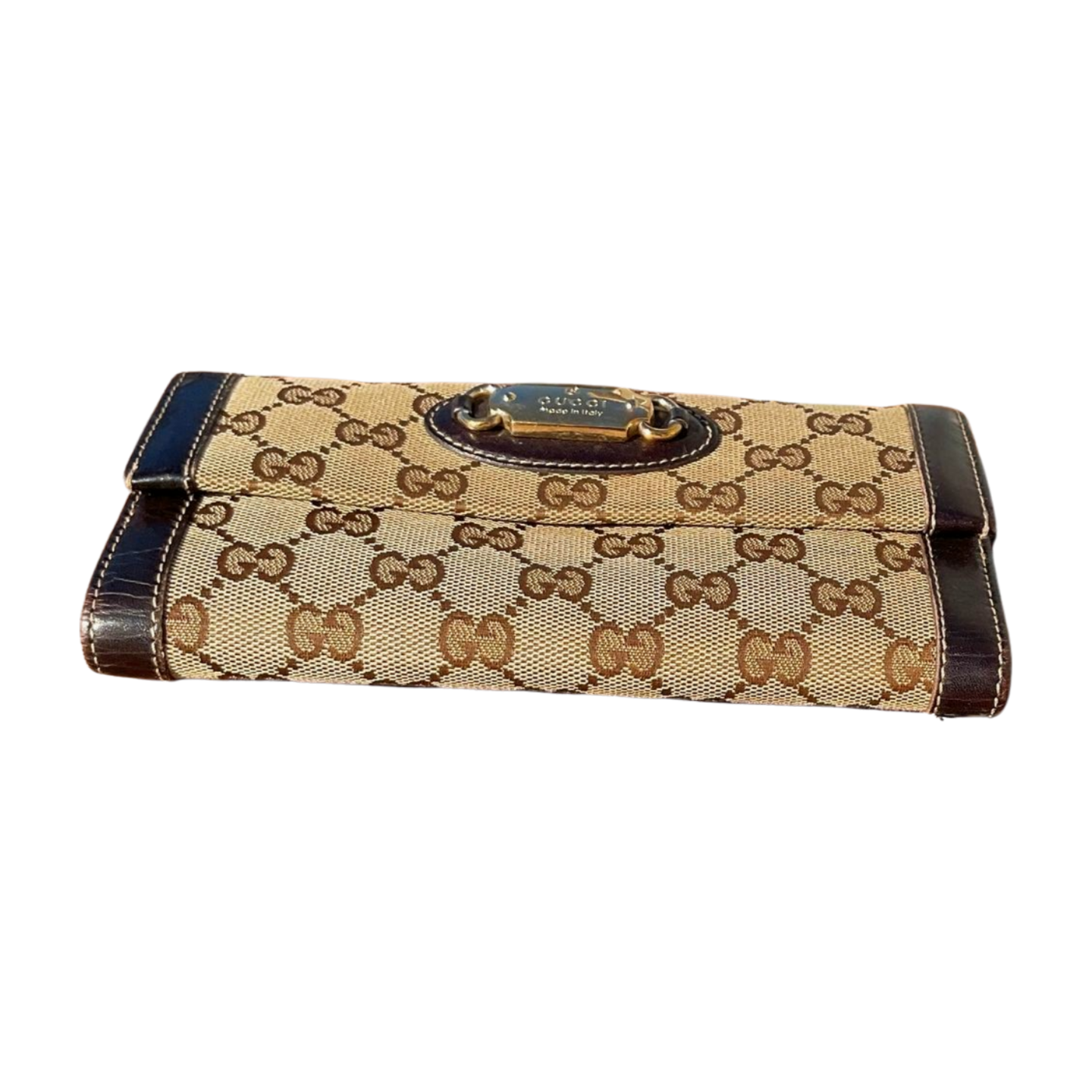 Cartera larga con monograma de Gucci, marrón