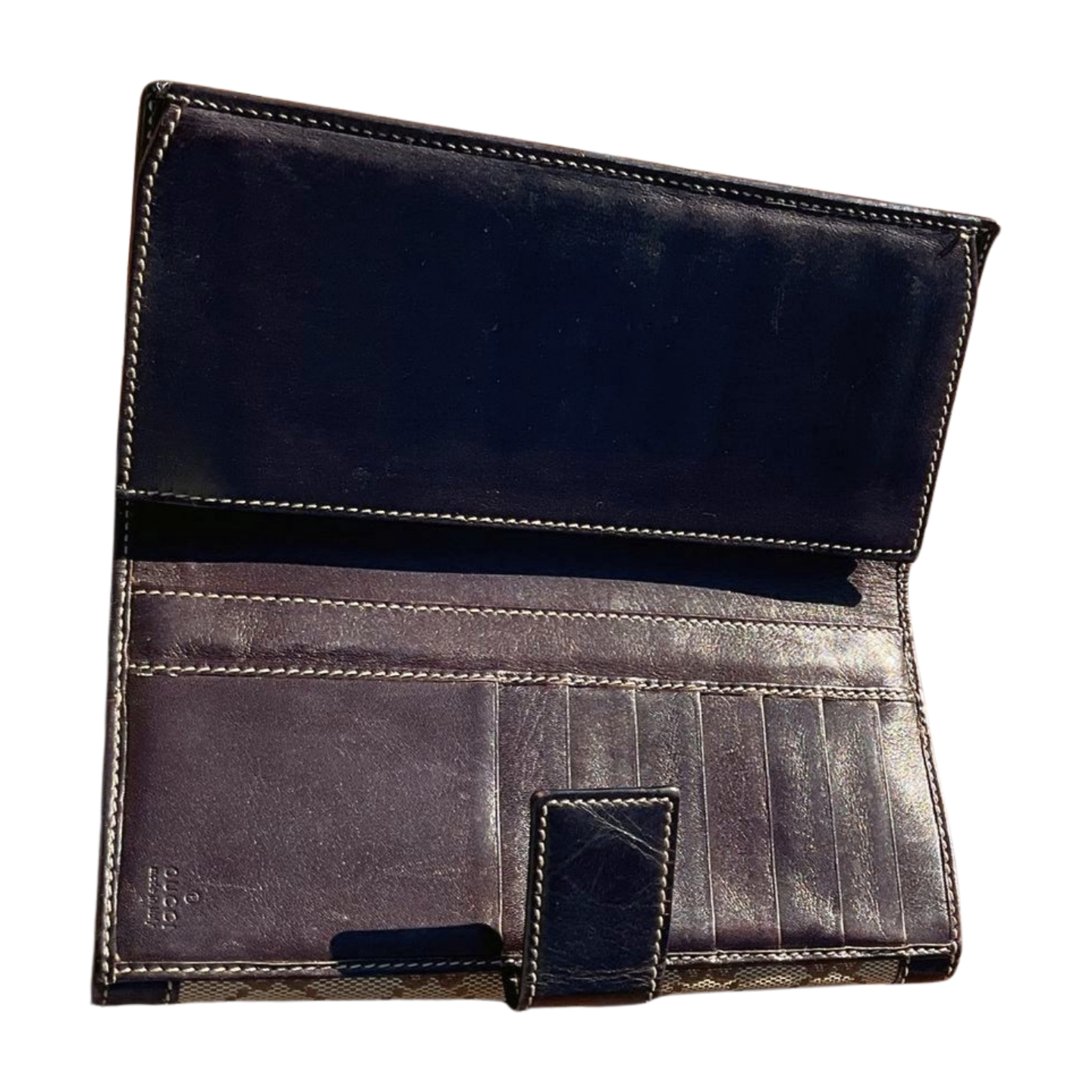Cartera larga con monograma de Gucci, marrón