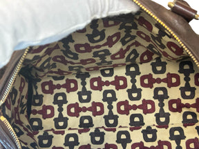 Leather Gucci Monogram Boston Bag, Brown