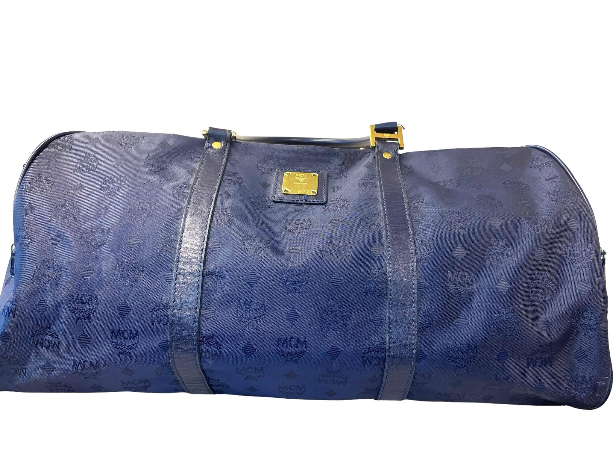 MCM Visetos Duffle Bag/ Weekender /Travel Bag, Navy Blue