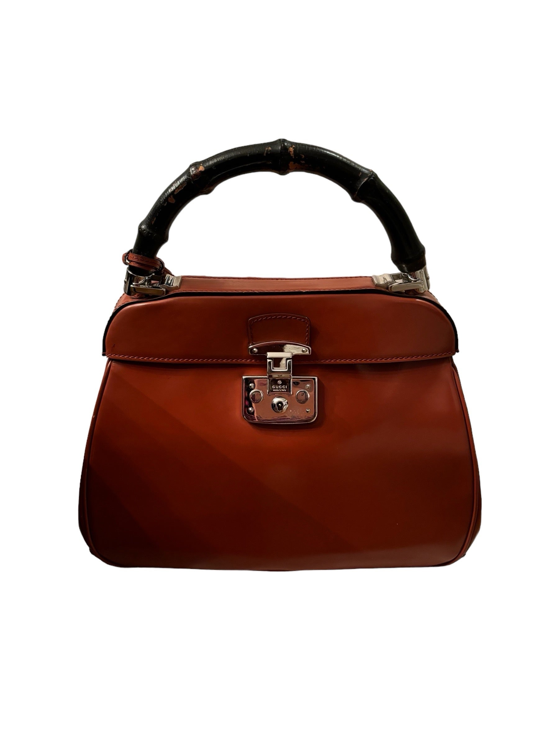 Gucci bamboo handle Lady Lock bag in burnt orange 