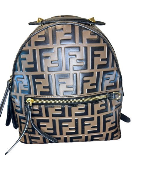 Fendi Brown Leather Mini FF Backpack