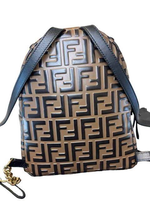 Fendi Brown Leather Mini FF Backpack