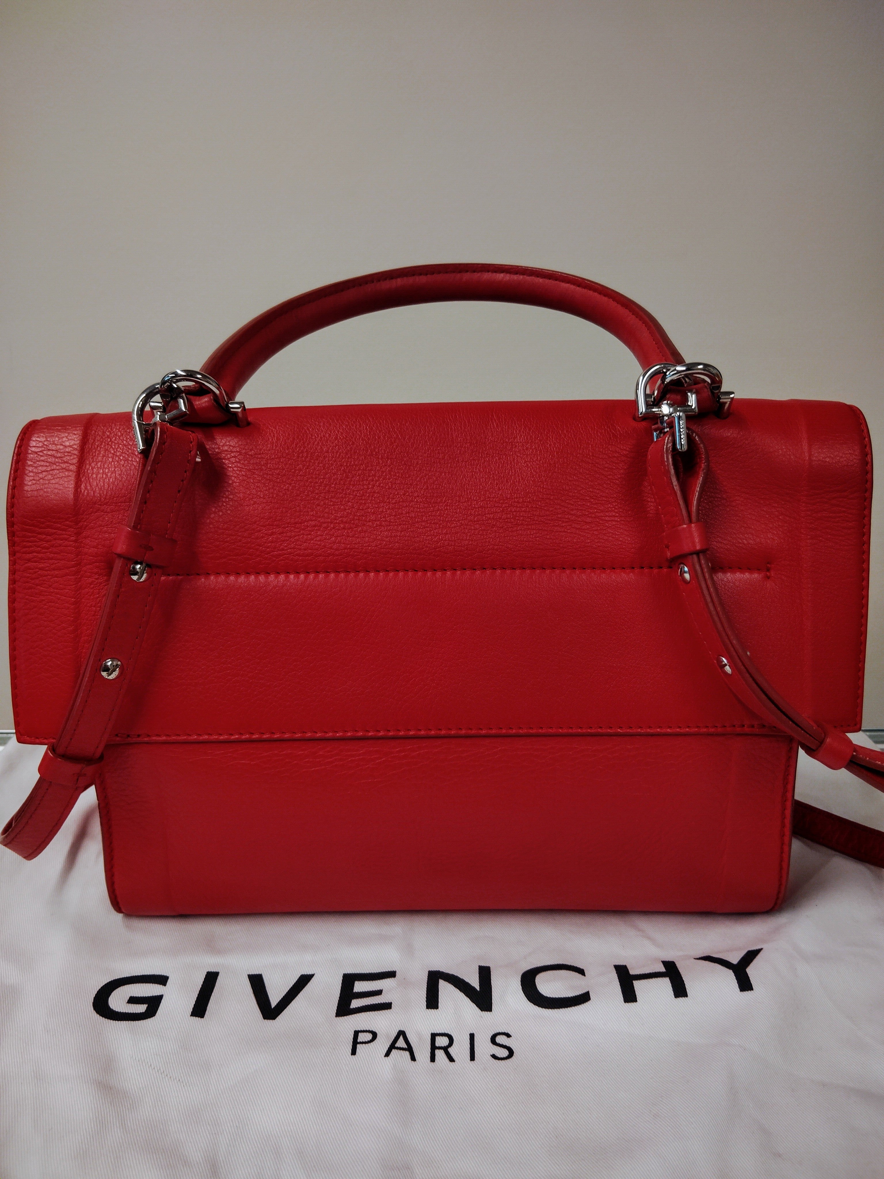 Authentic, Pre-owned Givenchy Calfskin Shark Bag, Red