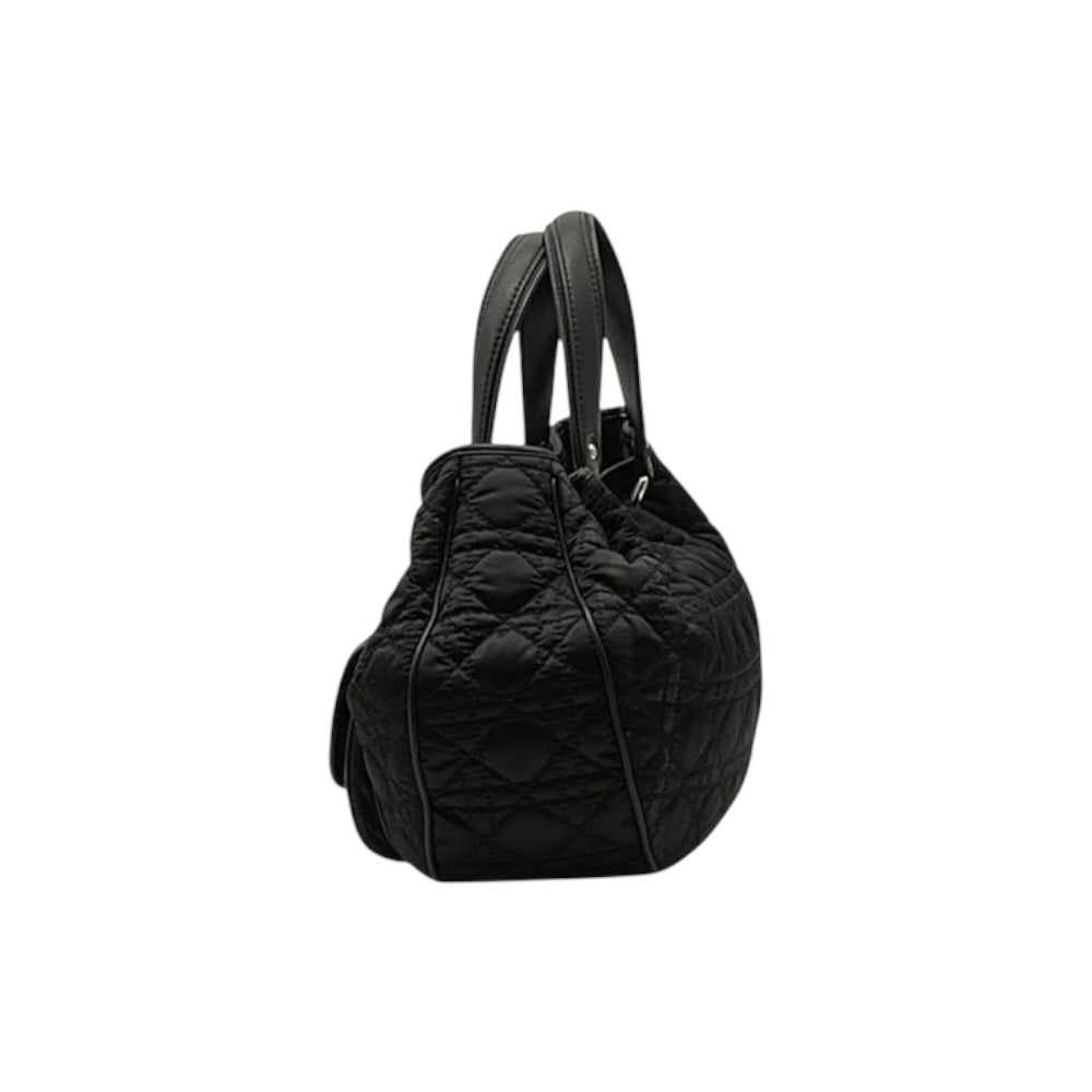 Authentic, Pre-owned Christian Dior Nylon Cannage Tote Bag, Black