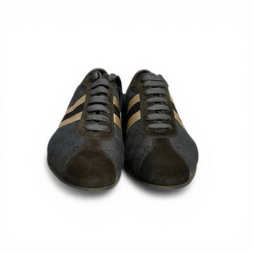 Gucci Unisex Monogram Trainers With Suede Detail, 9.5