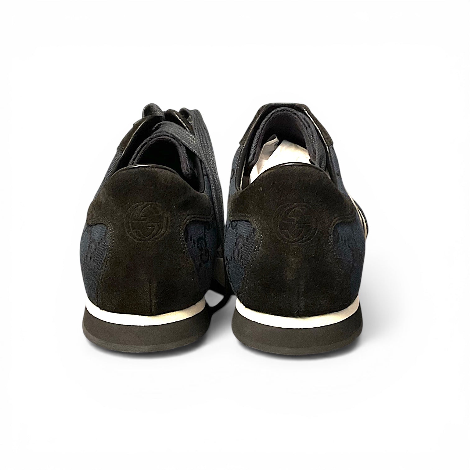 Gucci Unisex Monogram Trainers With Suede Detail, 9.5
