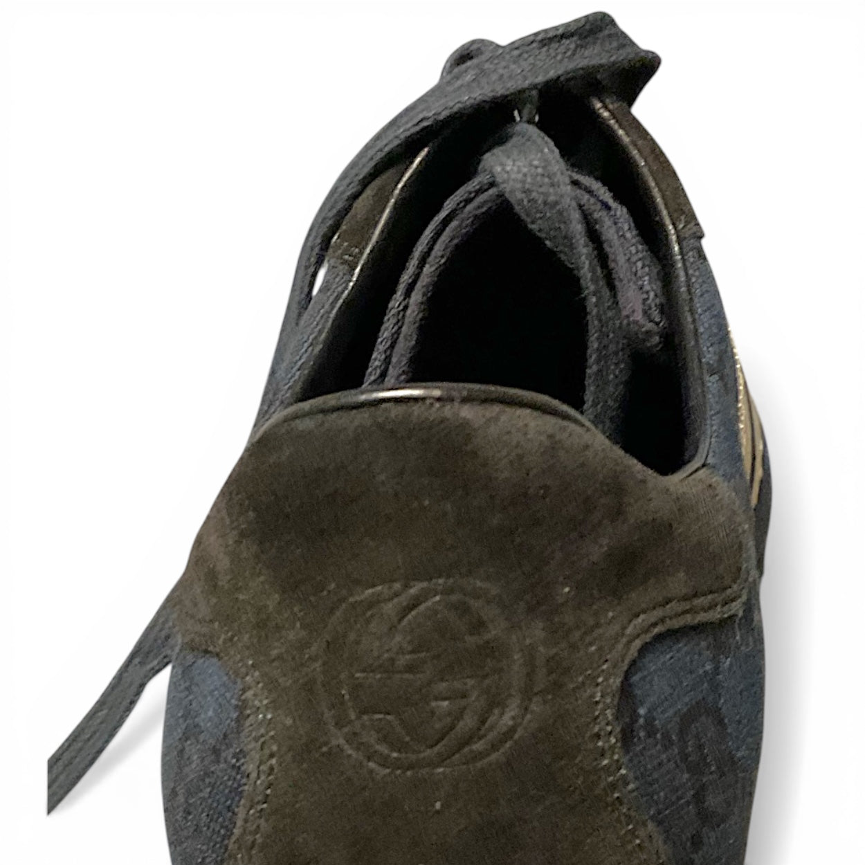 Gucci Unisex Monogram Trainers With Suede Detail, 9.5
