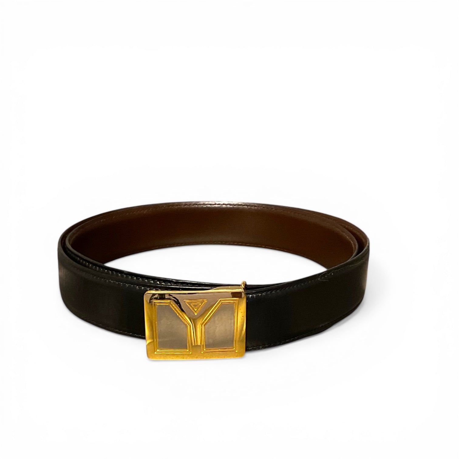 Yves Saint Laurent (YSL) Vintage Reversible “Y” Belt, Black & Brown