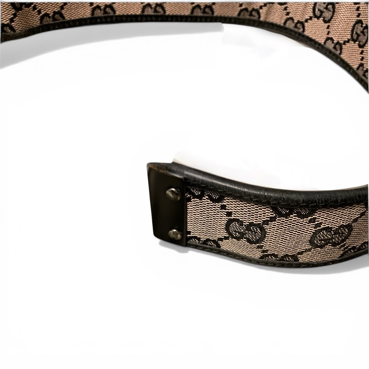 Gucci Vintage Canvas Monogram Print Belt, Black