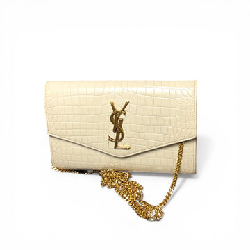 Saint Laurent (YSL ) Flap Bag  With Chain, Cream