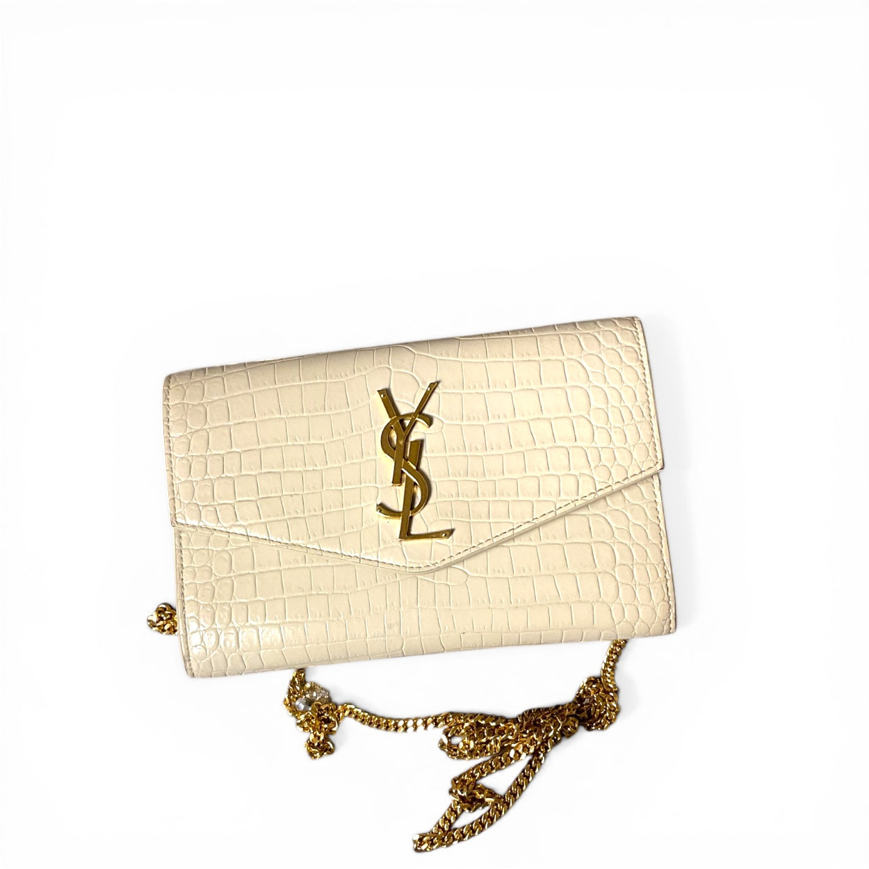Saint Laurent (YSL ) Flap Bag  With Chain, Cream
