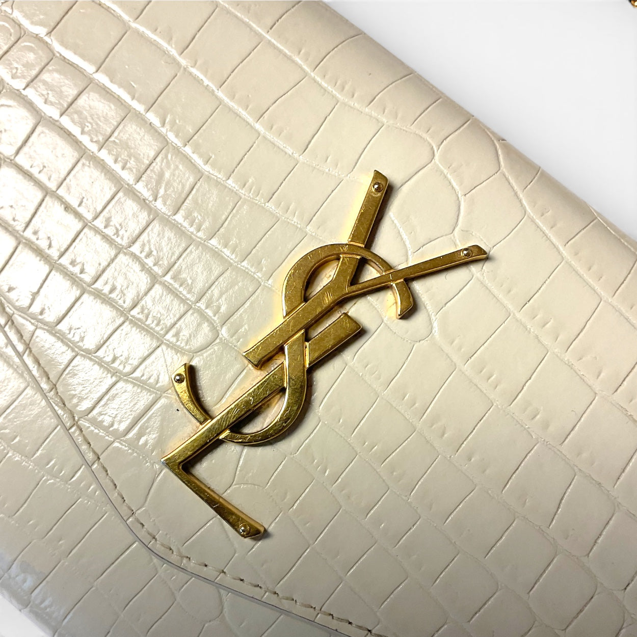 Saint Laurent (YSL ) Flap Bag  With Chain, Cream
