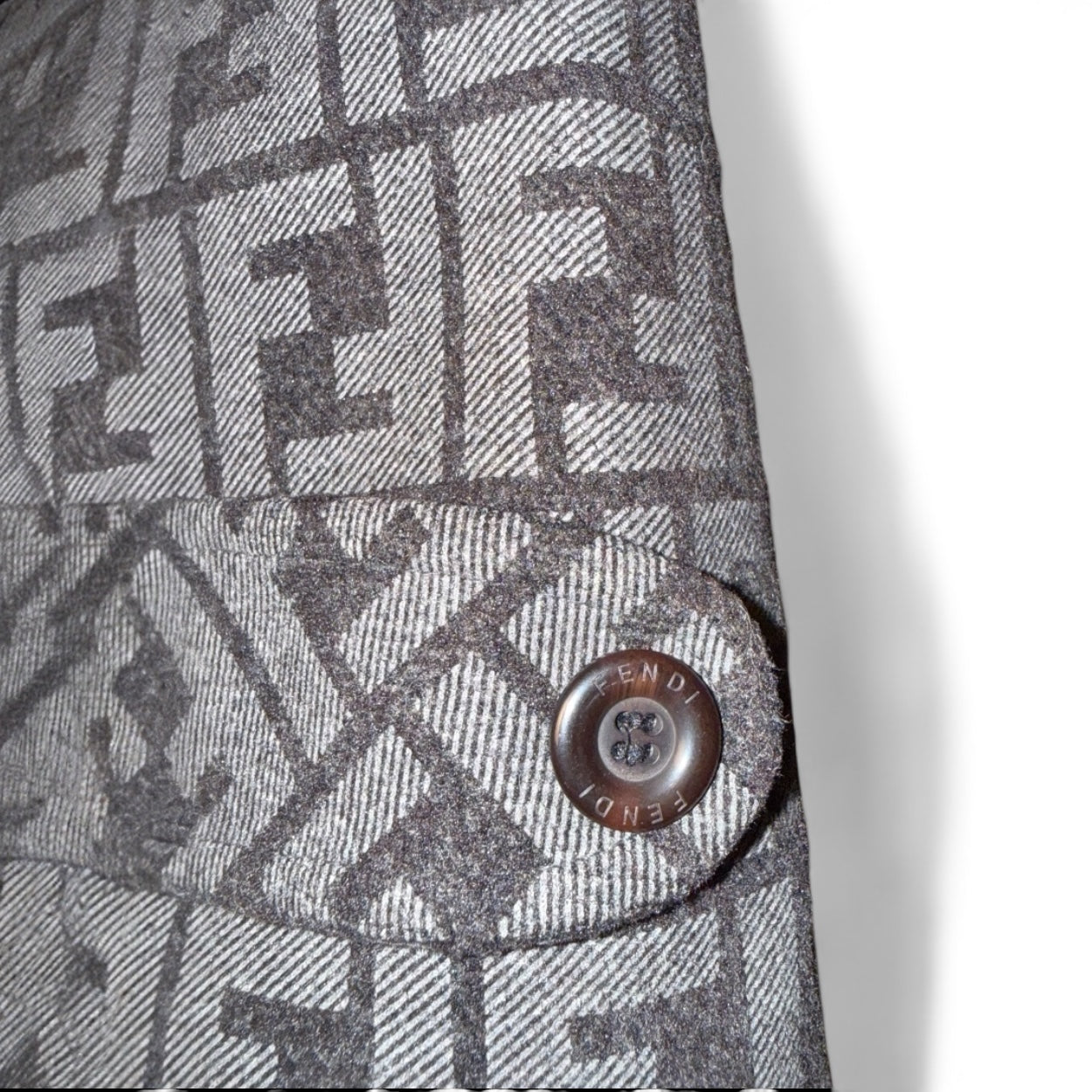 Fendi Vintage Monogram Print Wool Coat