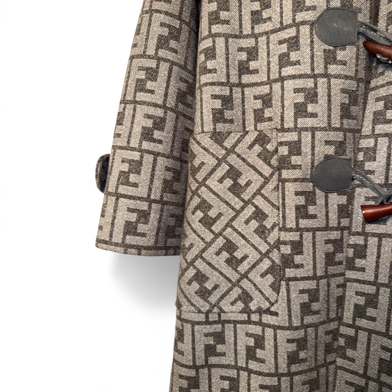 Fendi Vintage Monogram Print Wool Coat