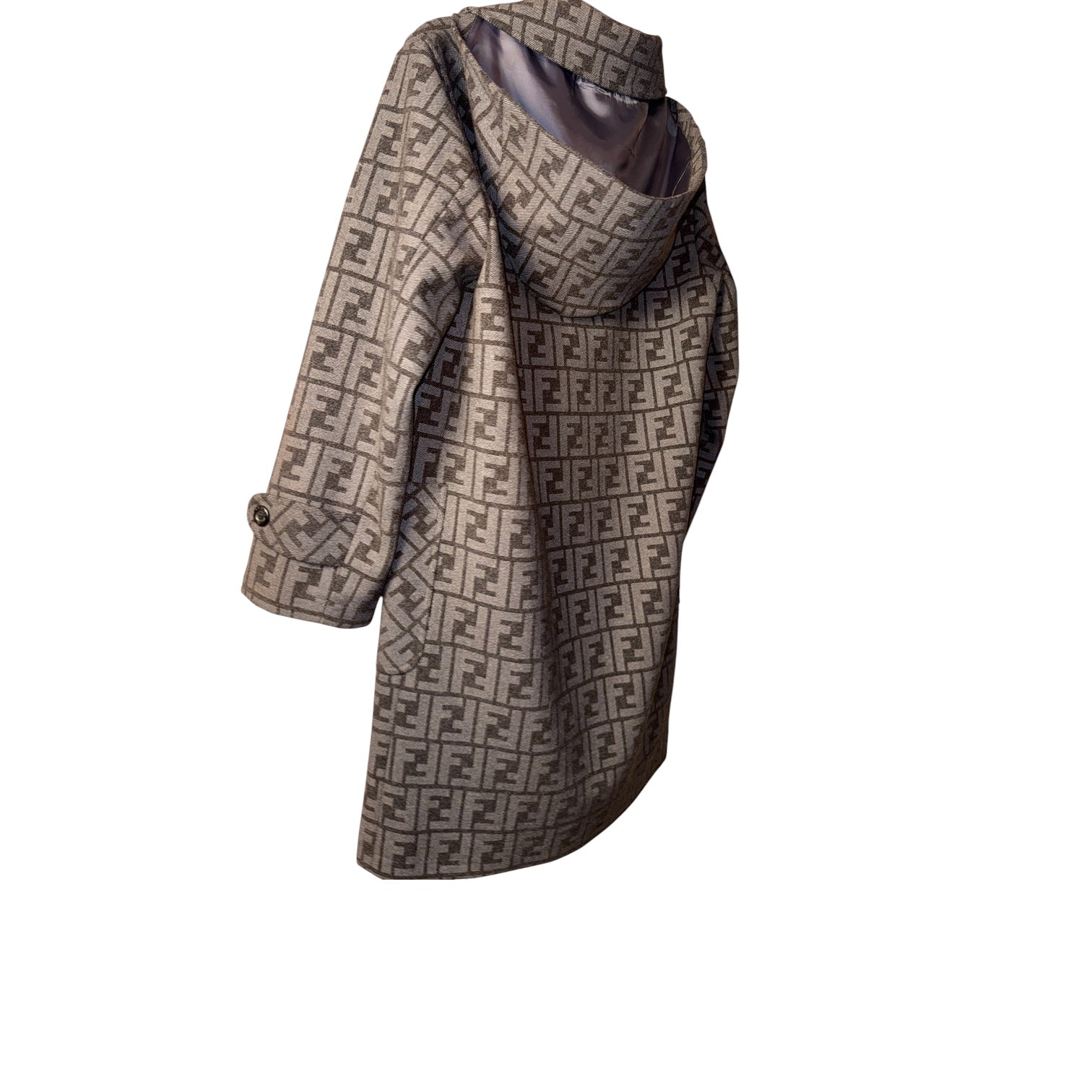 Fendi Vintage Monogram Print Wool Coat