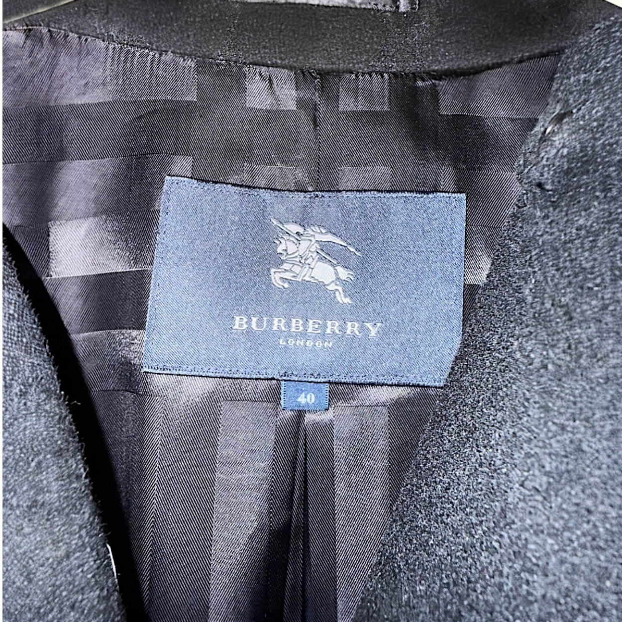 Burberry Vintage Black Label Wool Trench Coat, Black, JP 40