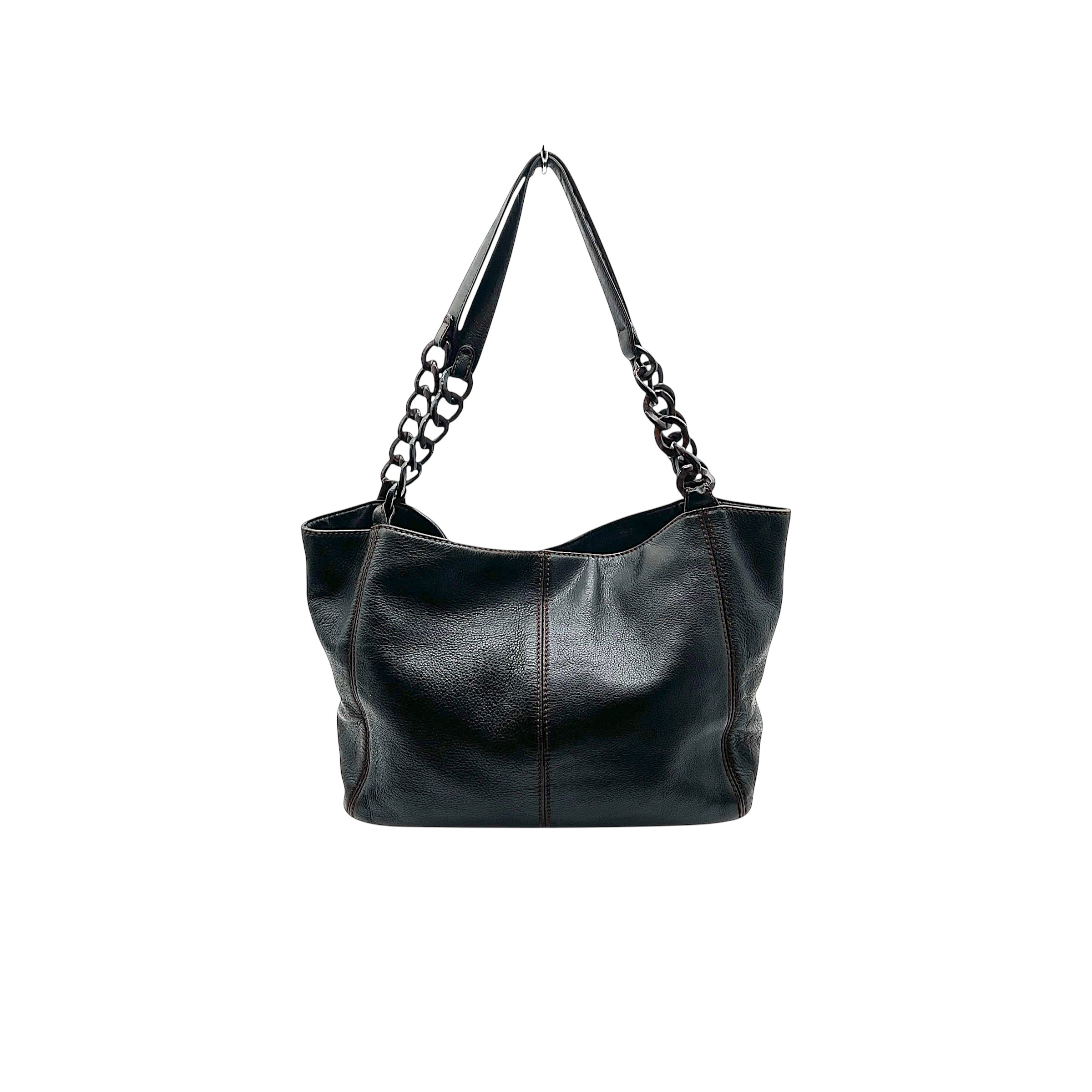 Authentic, Pre-owned Chanel Leather & Wooden Chain Handle Tote Bag