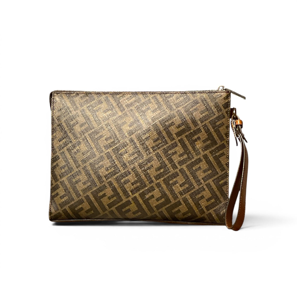 Fendi Zucca Diagonal Flat Slim Clutch Bag, Unisex