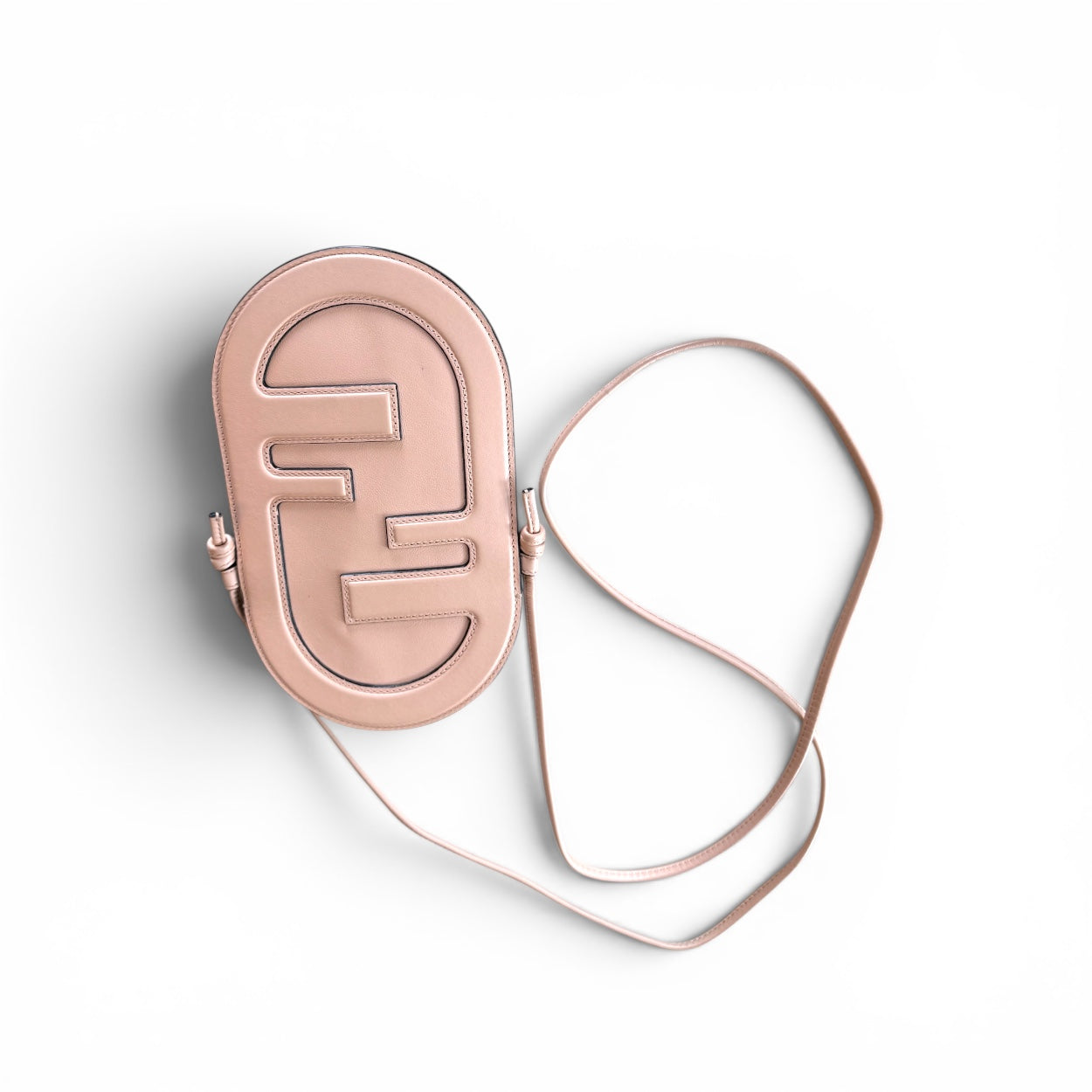 Pre-owned Fendi O’lock Phone Pouch, Nude