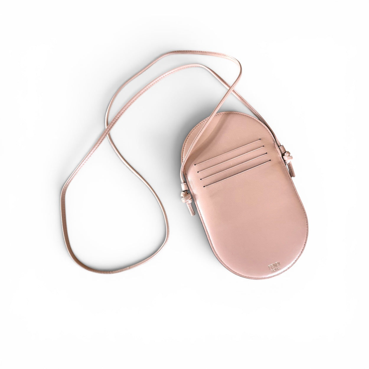Pre-owned Fendi O’lock Phone Pouch, Nude