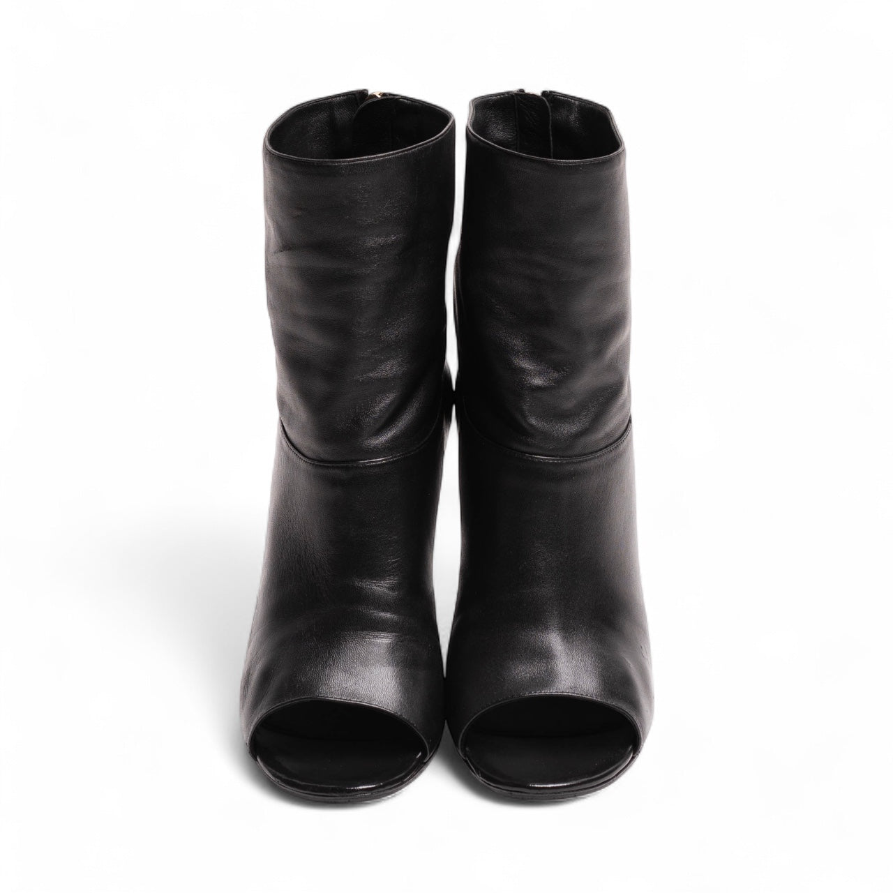 Authentic, Pre-owned Vintage Chanel Open-Toe Ankle Boots With Pearl Detail, Black, EU 38