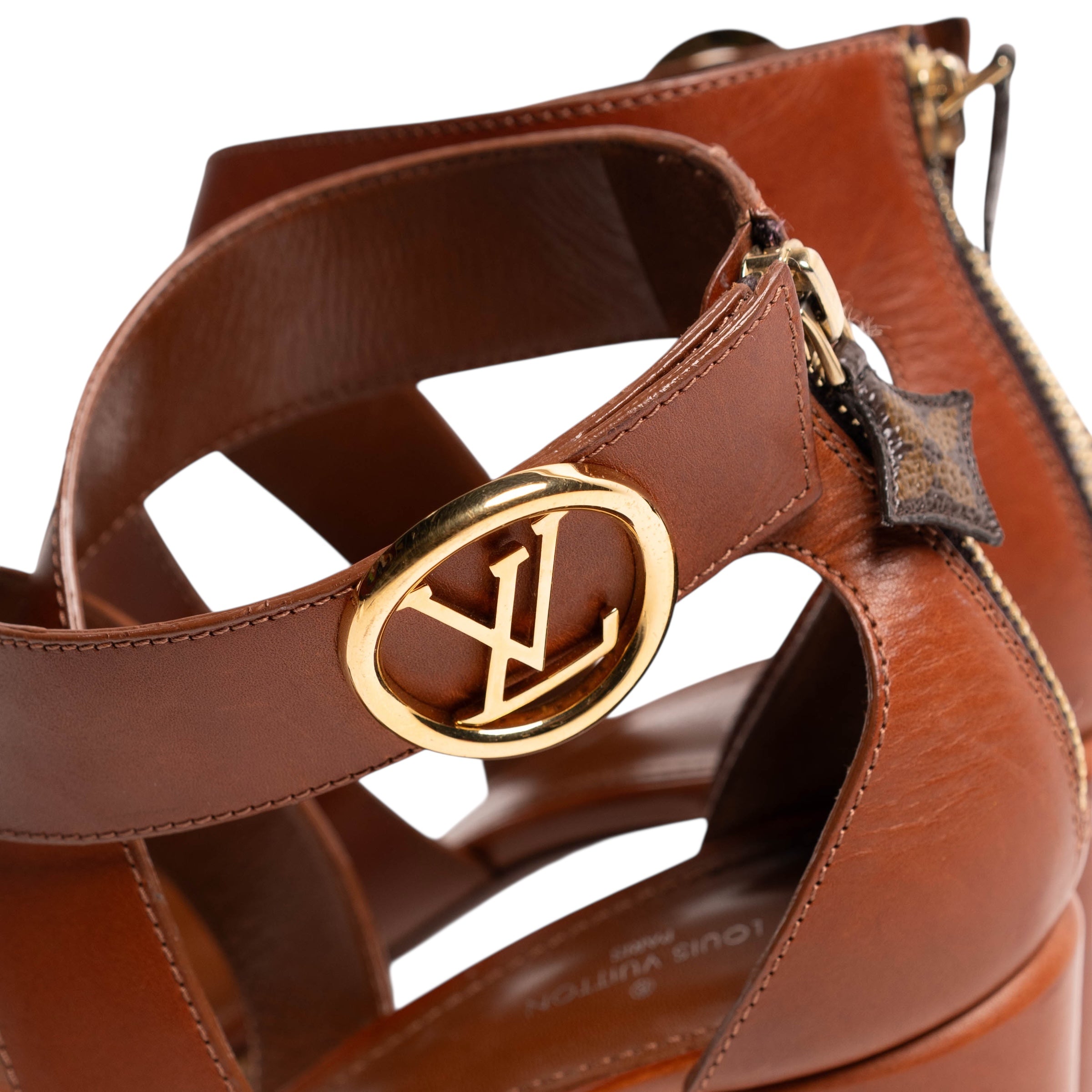 Authentic, Pre-owned Louis Vuitton Horizon Sandals in Cognac, EU 39