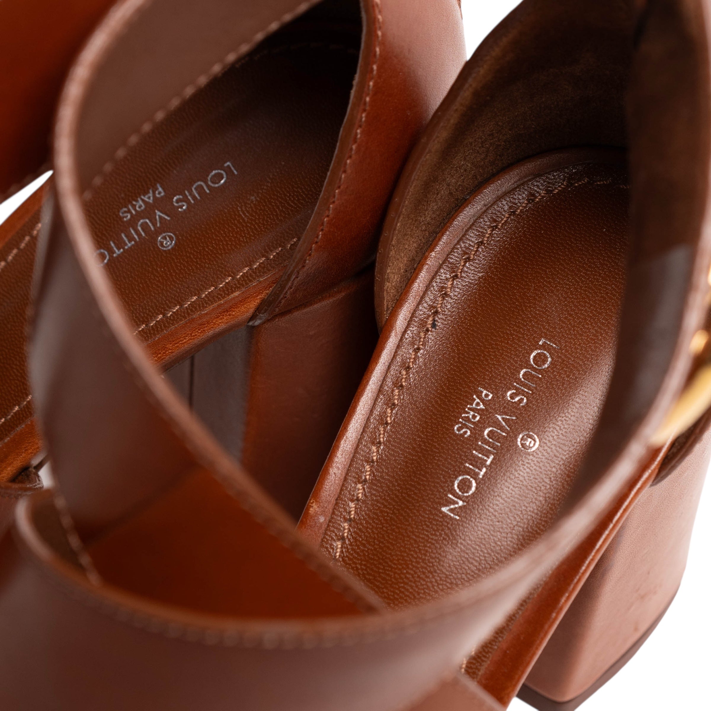 Authentic, Pre-owned Louis Vuitton Horizon Sandals in Cognac, EU 39
