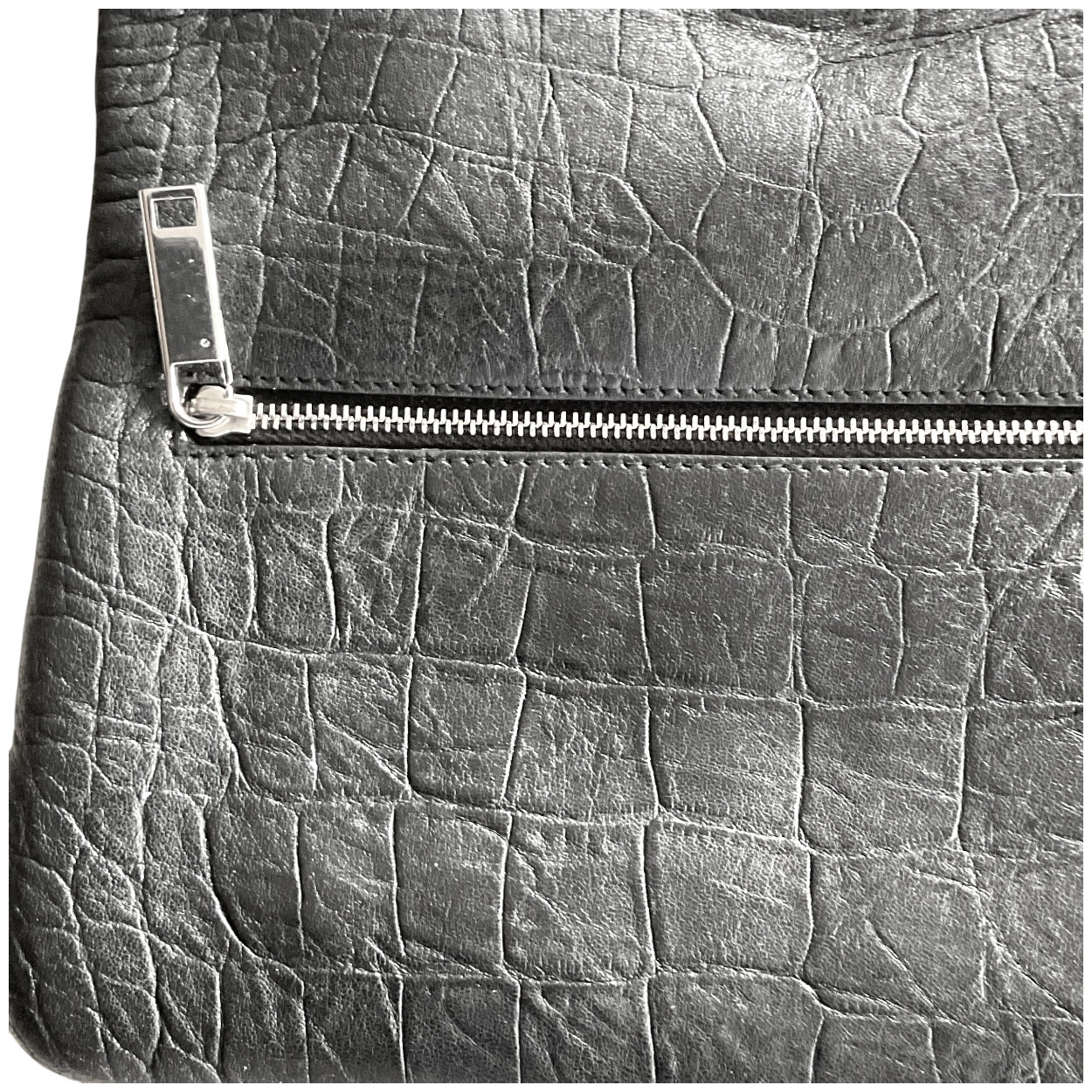 Saint Laurent ( YSL ) West Hollywood Foldover Lambskin Clutch Crocodile Embossed Clutch Bag
