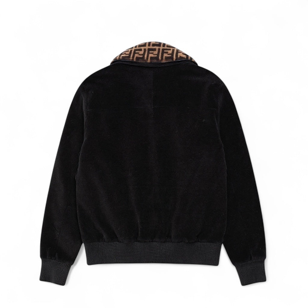 Authentic, Pre-owned Fendi Men's Wool Bomber Jacket With Detachable Shearling Monogram Collar, IT 52