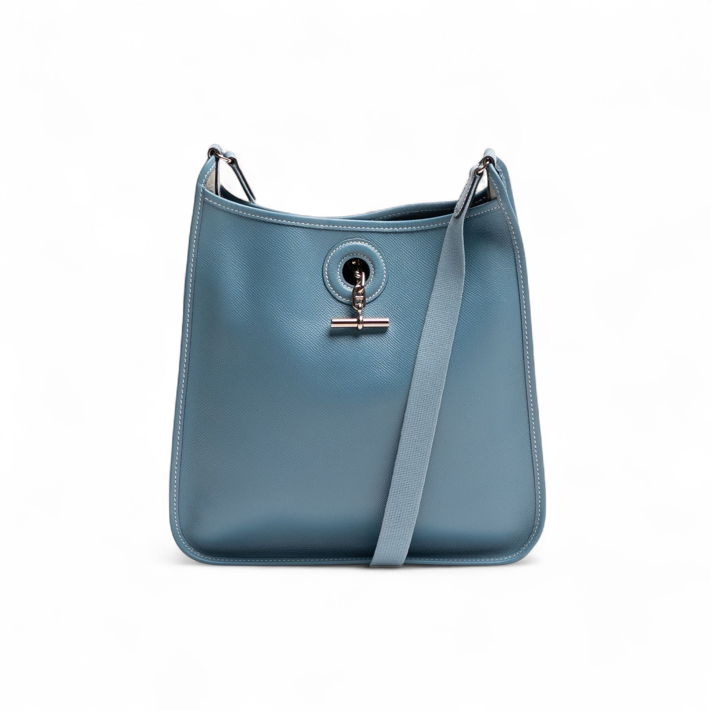 Authentic, Pre-owned Hermes  Vintage "Blue Jean" Vespa Bag in Epson Leather