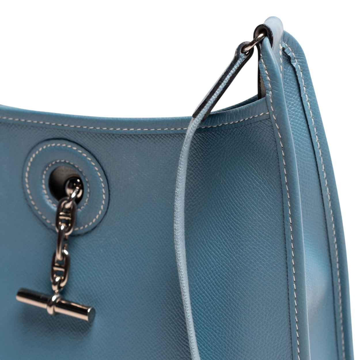 Authentic, Pre-owned Hermes  Vintage "Blue Jean" Vespa Bag in Epson Leather
