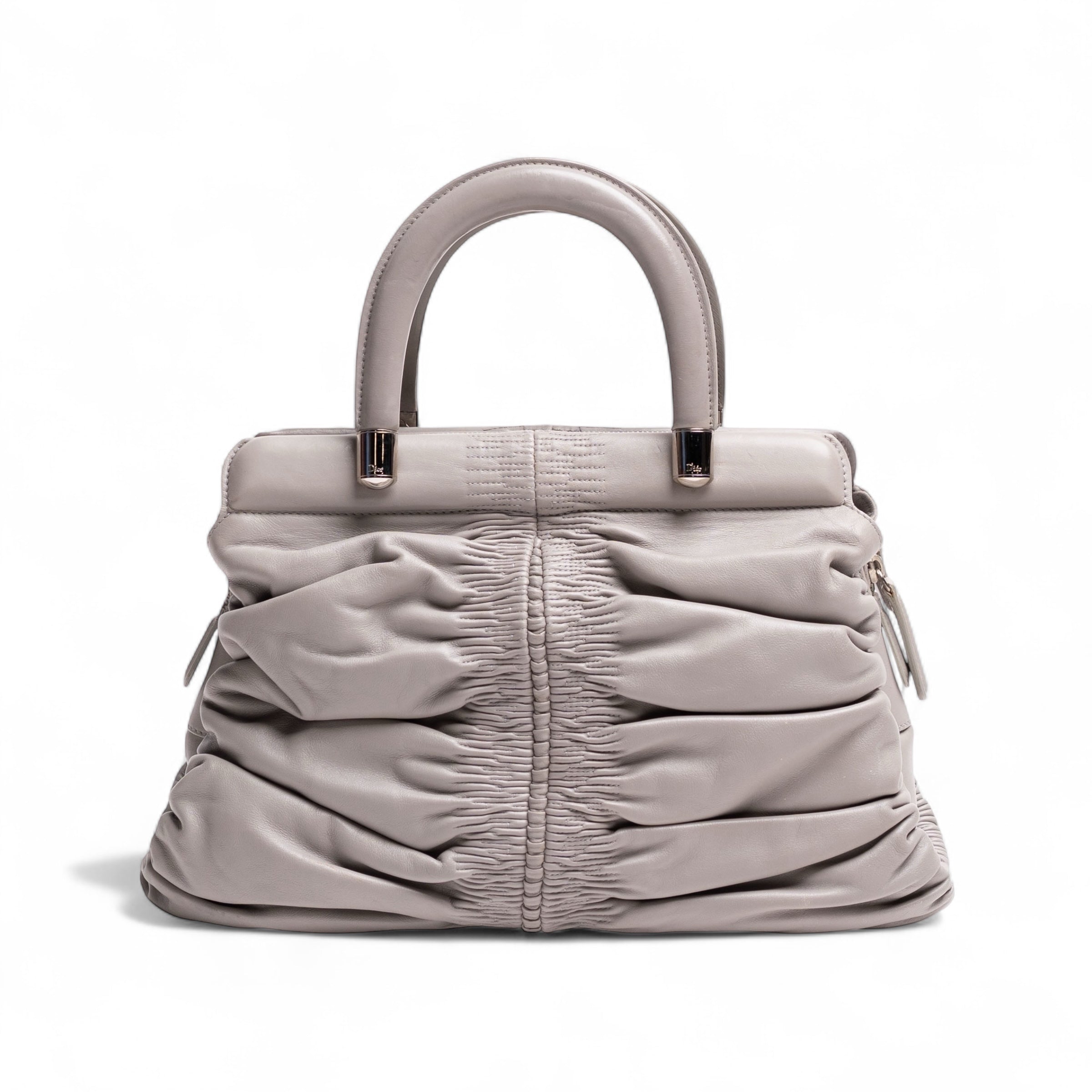 Authentic, Pre-owned Christian Dior Leather Karenina Bag, Gray