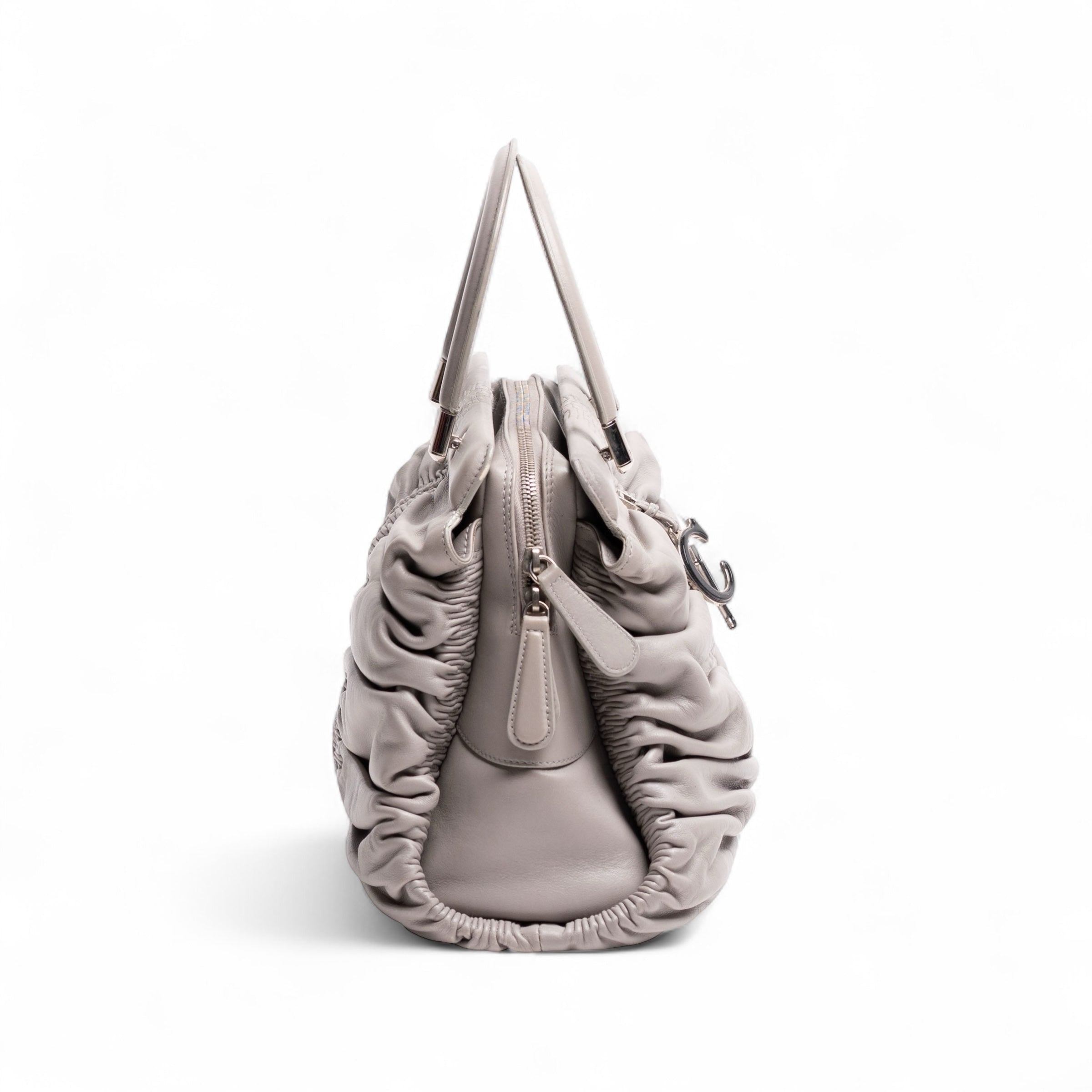Authentic, Pre-owned Christian Dior Leather Karenina Bag, Gray