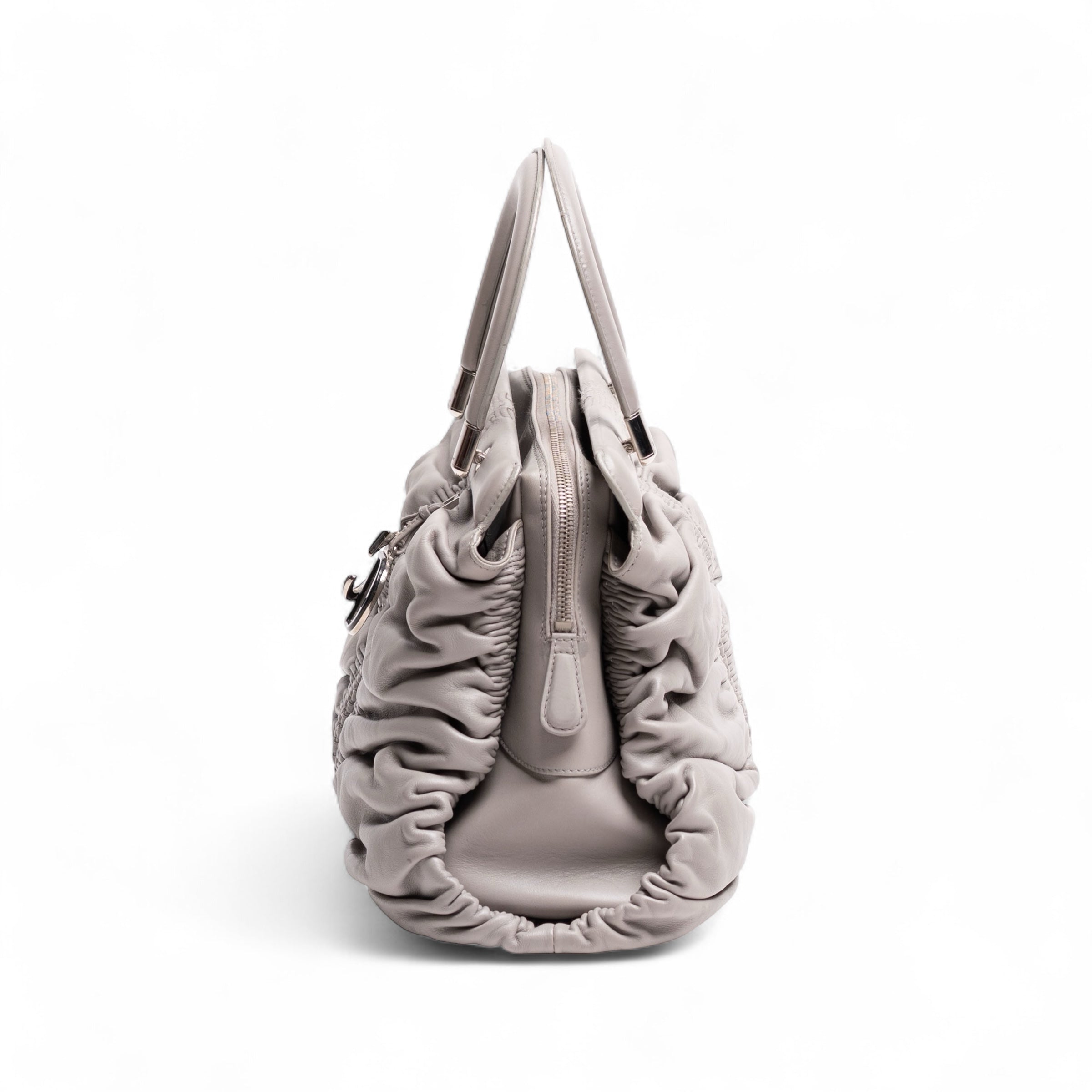 Authentic, Pre-owned Christian Dior Leather Karenina Bag, Gray