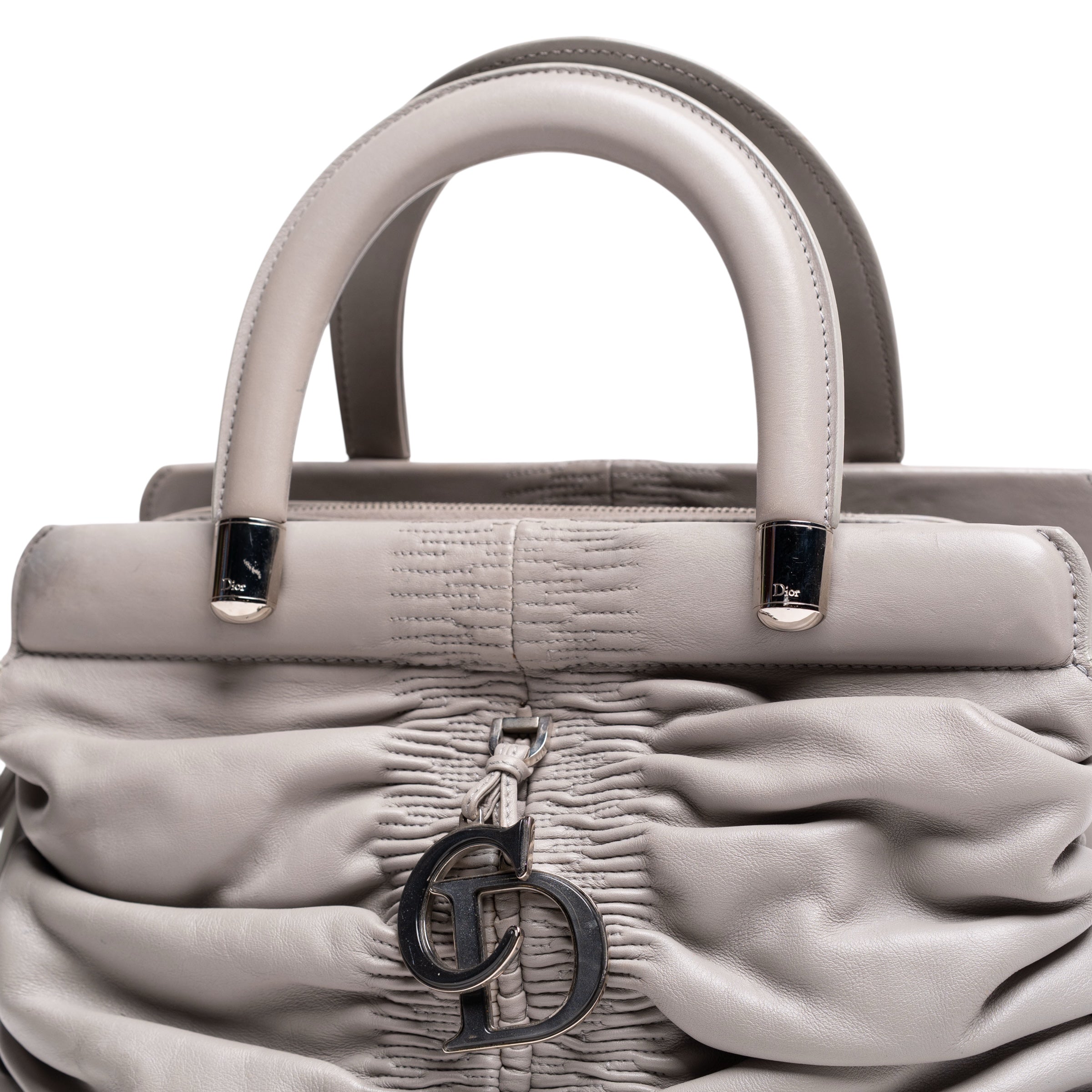 Authentic, Pre-owned Christian Dior Leather Karenina Bag, Gray