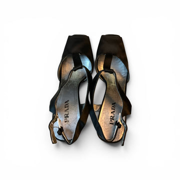 Prada Vintage Satin T-strap Sandals, 40