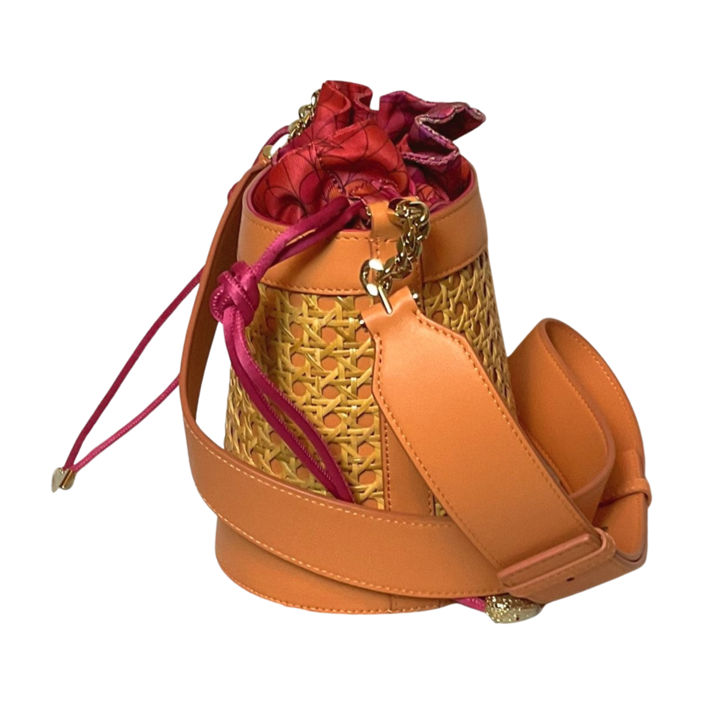 Blvgari Rattan & Leather Serpenti Forever Bucket Bag